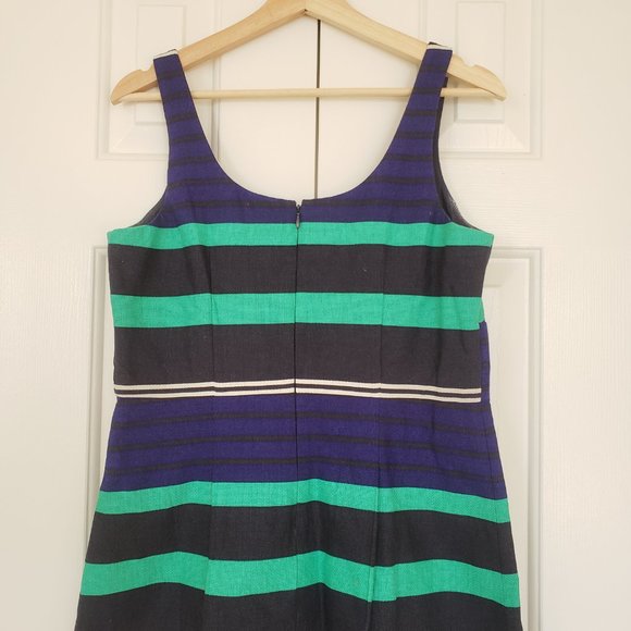 Loft Sleeveless Striped Blue Greed Dress - 6P Size - Picture 13 of 13